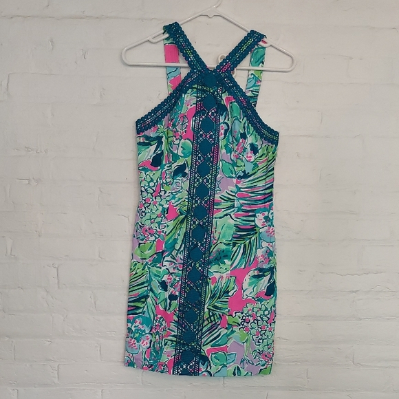 Lilly Pulitzer Blue Sheath Mini Dress Sleeveless Halter - Picture 1 of 3